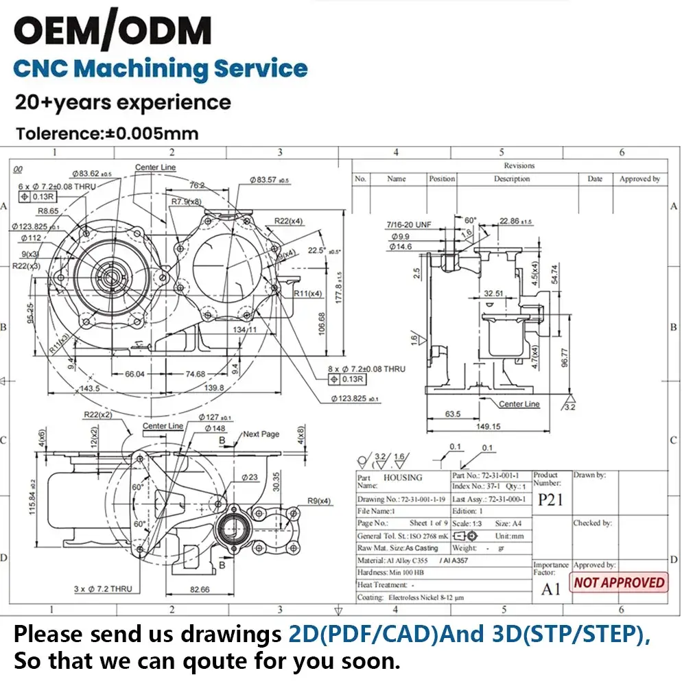 cnc machining service drawing