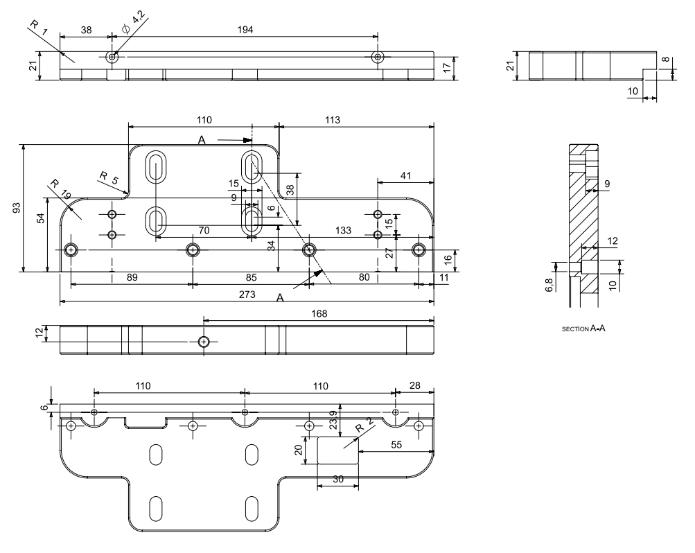 Custom Square Parts 2D drawing